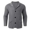 thumbnail image 4 of DHFJKG Men's Casual Knit Sweater Jackets Long Sleeve Stand Collar Three Button-Up Knitwear Coat With Pockets Solid Color Comfort Outerwear, 4 of 4