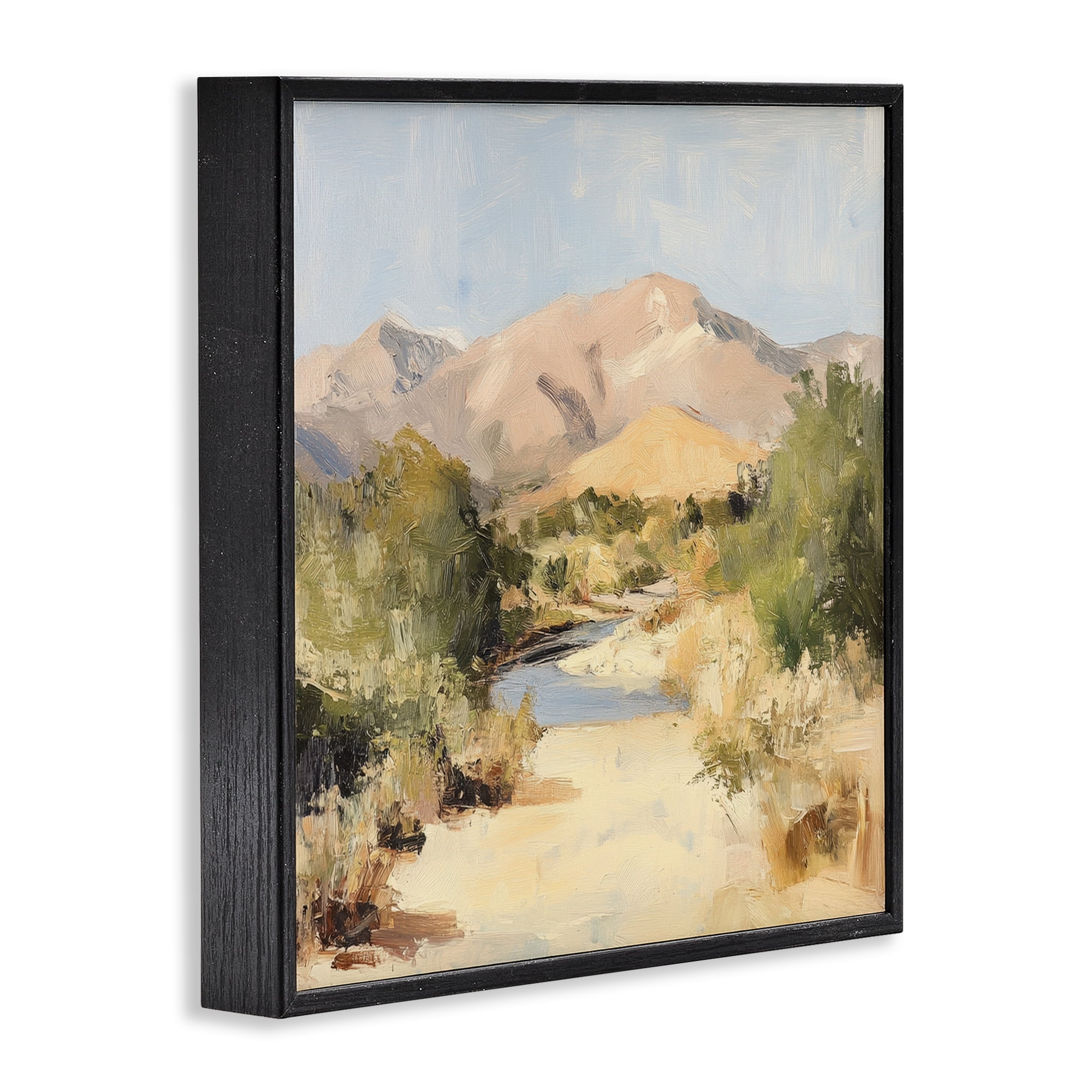 Stupell Industries Beige Desert Mountain Stream Black Framed Giclee Art, design by Petal Prints Design