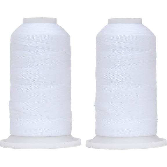 2 Cones Polyester All-Purpose Sewing Thread by Threadart - 600m - 50S/3 - White - 2 Cones