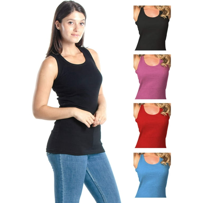 Emprella Tank Tops for Women, 100% Cotton Ribbed Racerback Tanks for Casual  , Sports 