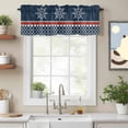 thumbnail image 2 of Nautical Anchor Valance Curtain for Windows Nautical Anchor Red Stripe Plaid Navy Blue Rod Pocket Curtain Valances Short Window Treatments Panels for Kitchen Bathroom Laundry Basement 60 x 14 Inch, 2 of 9