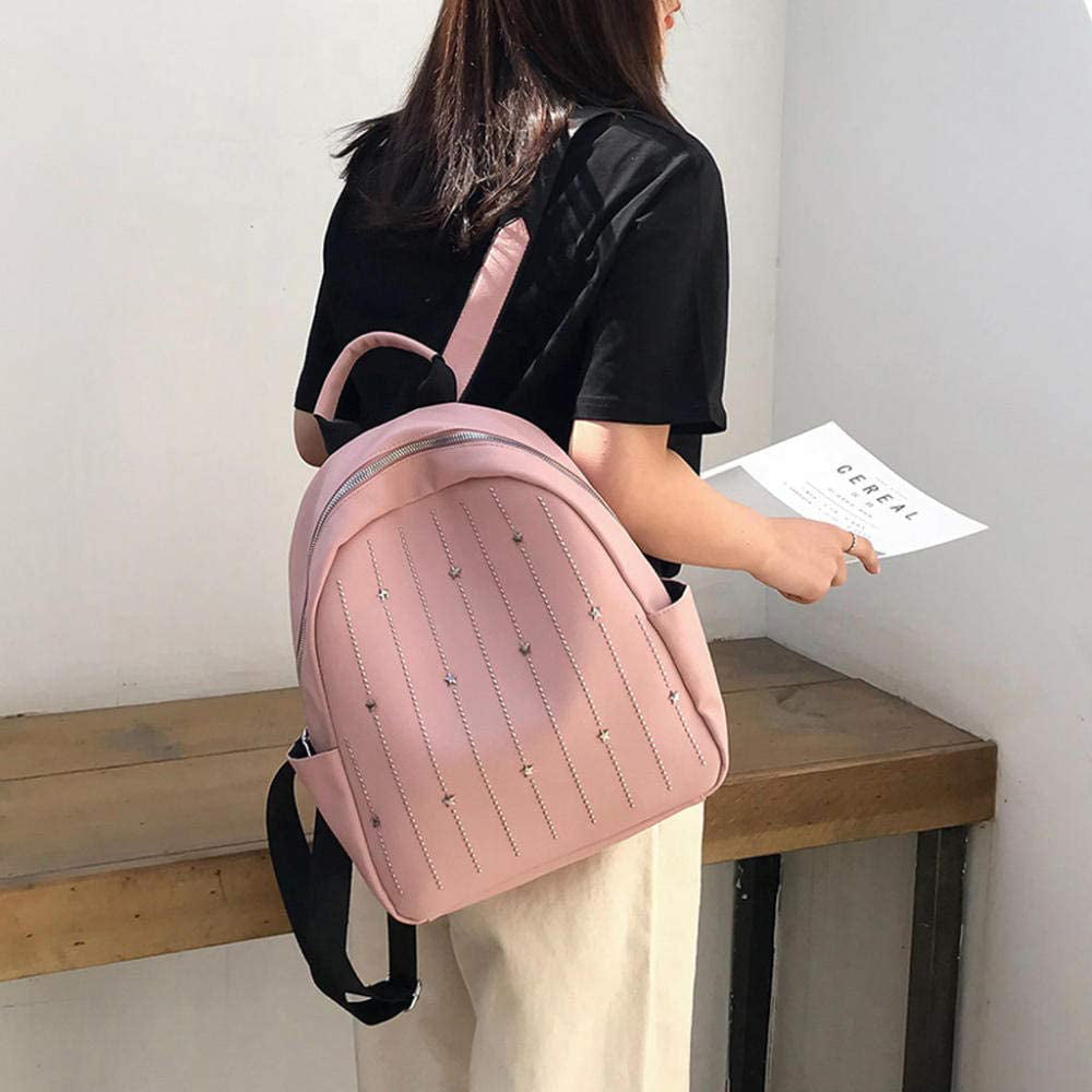 Backpack Travel Fashion PU Shoulder Bags Candy Color Lady Large Capacity Backpacks Wild Student Bags Outdoor Travel Bags@Pink