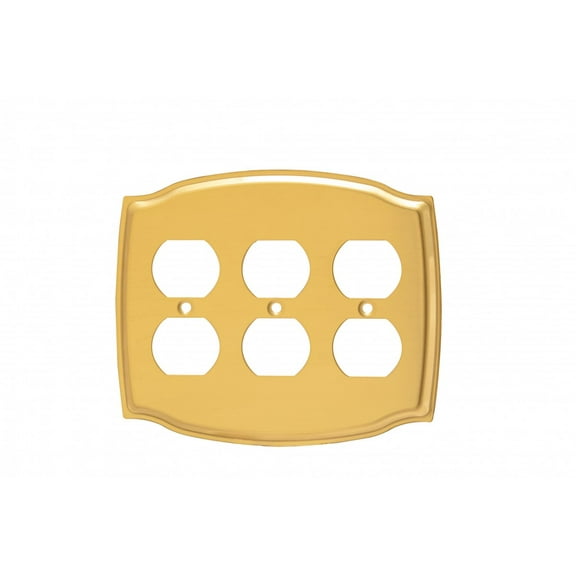 Switchplate Bright Solid Brass Triple Outlet | Renovator's Supply