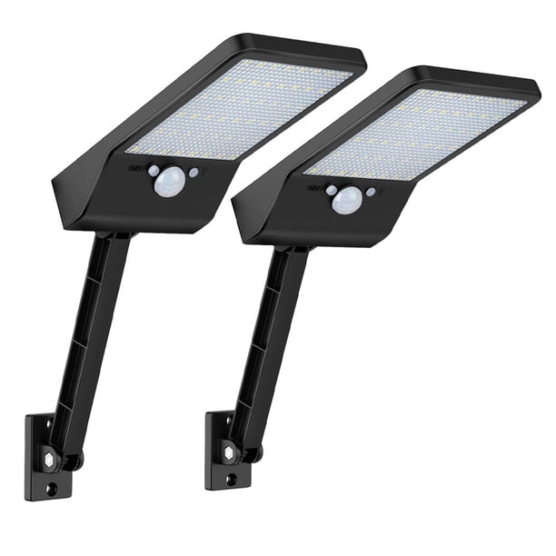 Paquete doble de 2 luces solares de pared para exteriores, 48 LED, color negro MFZFUKR CPB-US-DYP770-1