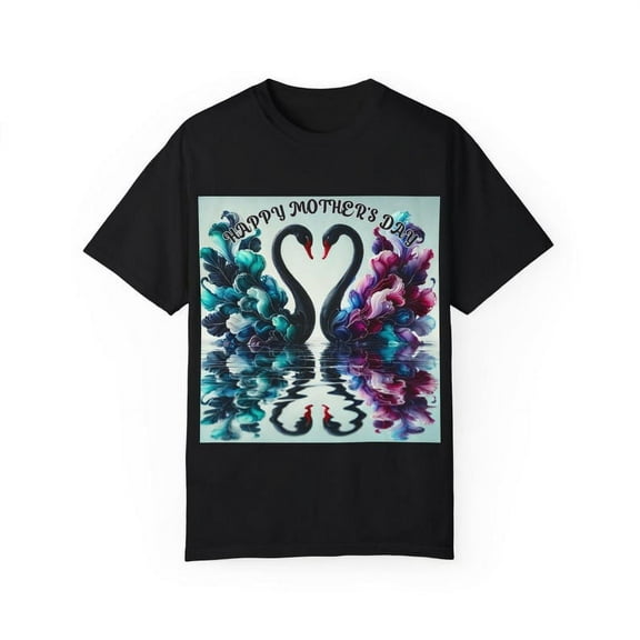 Elegant Mother's Day Swan T-Shirt, Unique Gift for Mom, Unisex Garment-Dyed Tee