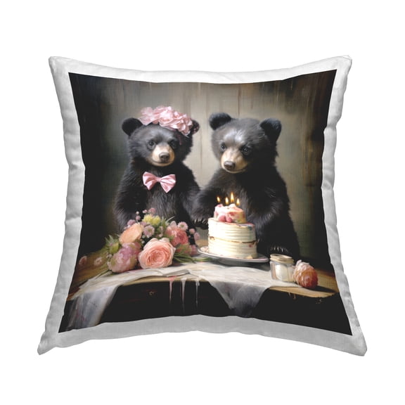 Stupell Industries Bears & Wedding Cake Decorative Printed Throw Pillow, 18 x 18