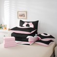 thumbnail image 4 of Erosebridal Initial Letter O Bed in a Bag King size, Black Pink Bed Set, Kawaii Bow-tie Reversible Bedding King Size, Lightweight Room Decorative, 7pcs, 4 of 6