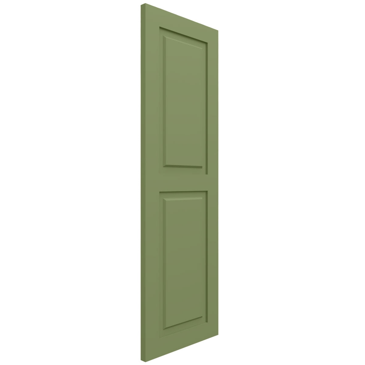 Ekena Millwork 15"W x 57"H True Fit PVC Two Equal Raised Panel Shutters, Moss Green (Per Pair - Hardware Not Included)
