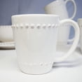 thumbnail image 7 of American Atelier, Round, White Bianca Bead Earthenware Dinnerware Set, 16-Piece, 7 of 7