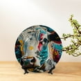 thumbnail image 6 of Balery Colorful Graffiti Cow Print Bone China Decorative Plate Ceramic Dinner Plates Art Crafts with Display Stand-8in, 6 of 6