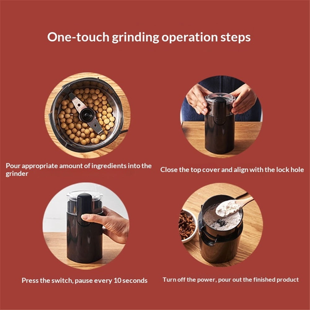 Fast Electric Coffee Grinder for Home Use, Easy to Use Coffee Bean and Spice Grinder with Heavy-Duty Stainless Steel Grind Blades
