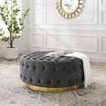 thumbnail image 2 of Tufted Accent Chair Ottoman, Round, Velvet, Grey Gray, Modern Contemporary Urban Design, Living Lounge Room Hotel Lobby Hospitality, 2 of 7