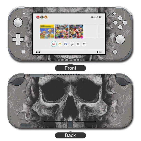 POBUDS Switch Skin | Sticker Wrap Vinyl Decal | Set Compatible with Nintendo Switch ( Switch Lite, Black Skull)