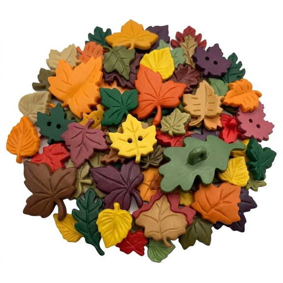 Buttons Galore & More Autumn Leaves Buttons for Crafts & Sewing – 100 Piece Assortment of Fall Leaf Buttons & Embellishments