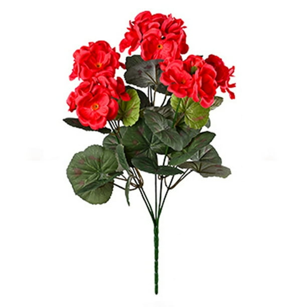6Pcs Geranios Flores realistas con ramas ajustables Geranio de seda de larga duración para interior al aire libre