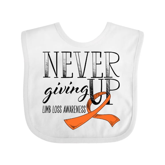 Inktastic Never Giving Up Limb Loss Awareness Orange Ribbon Boys or Girls Baby Bib
