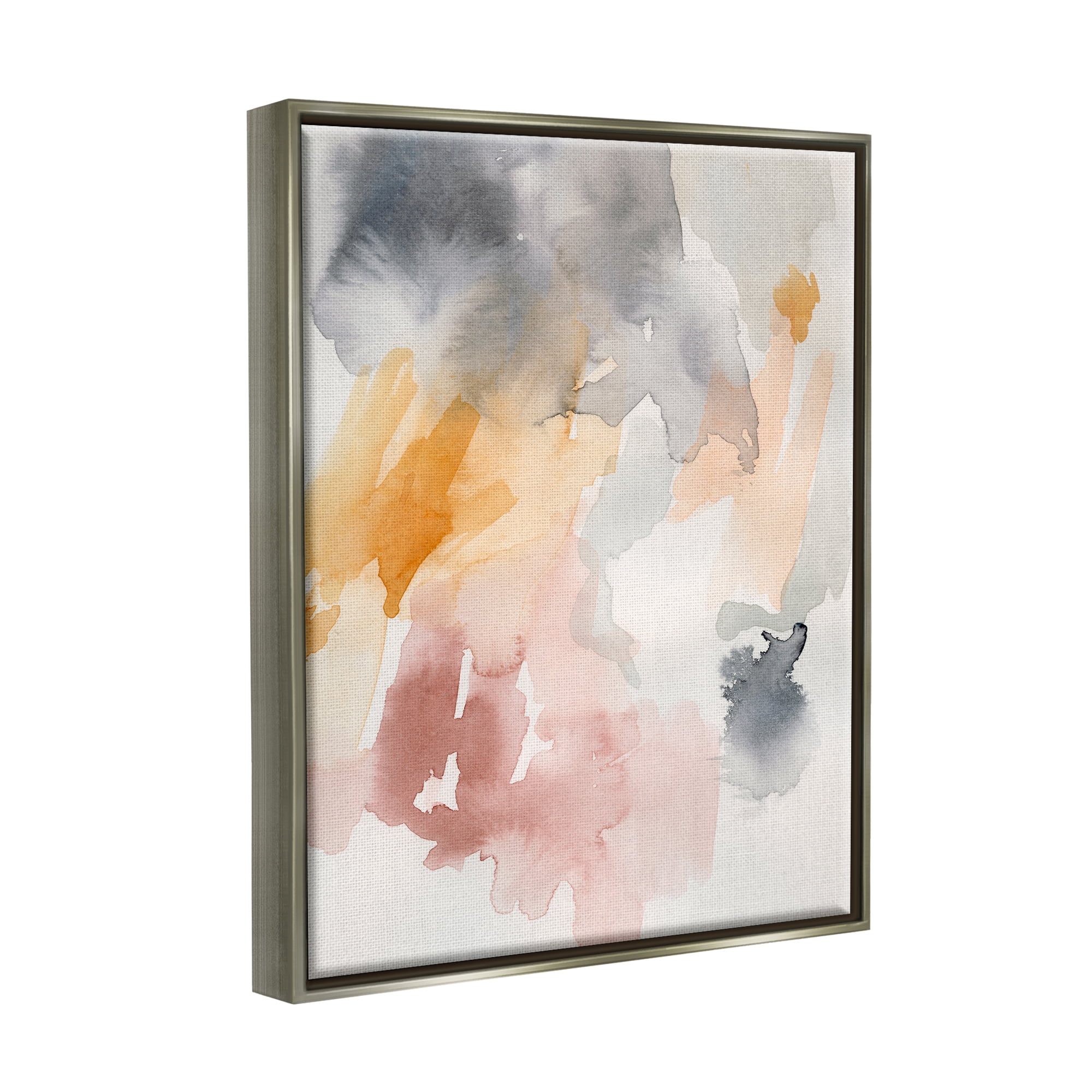 Stupell Soft Pastel Watercolor Pastiche Abstract Painting Gray Floater Framed Art Print Wall Art
