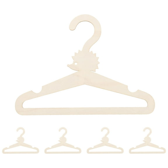 GOOHOCHY 5pcs Cartoon DIY Wooden Clothes Hangers for Kids Beige Nursery Closet Organization Toy 7.5x4.3