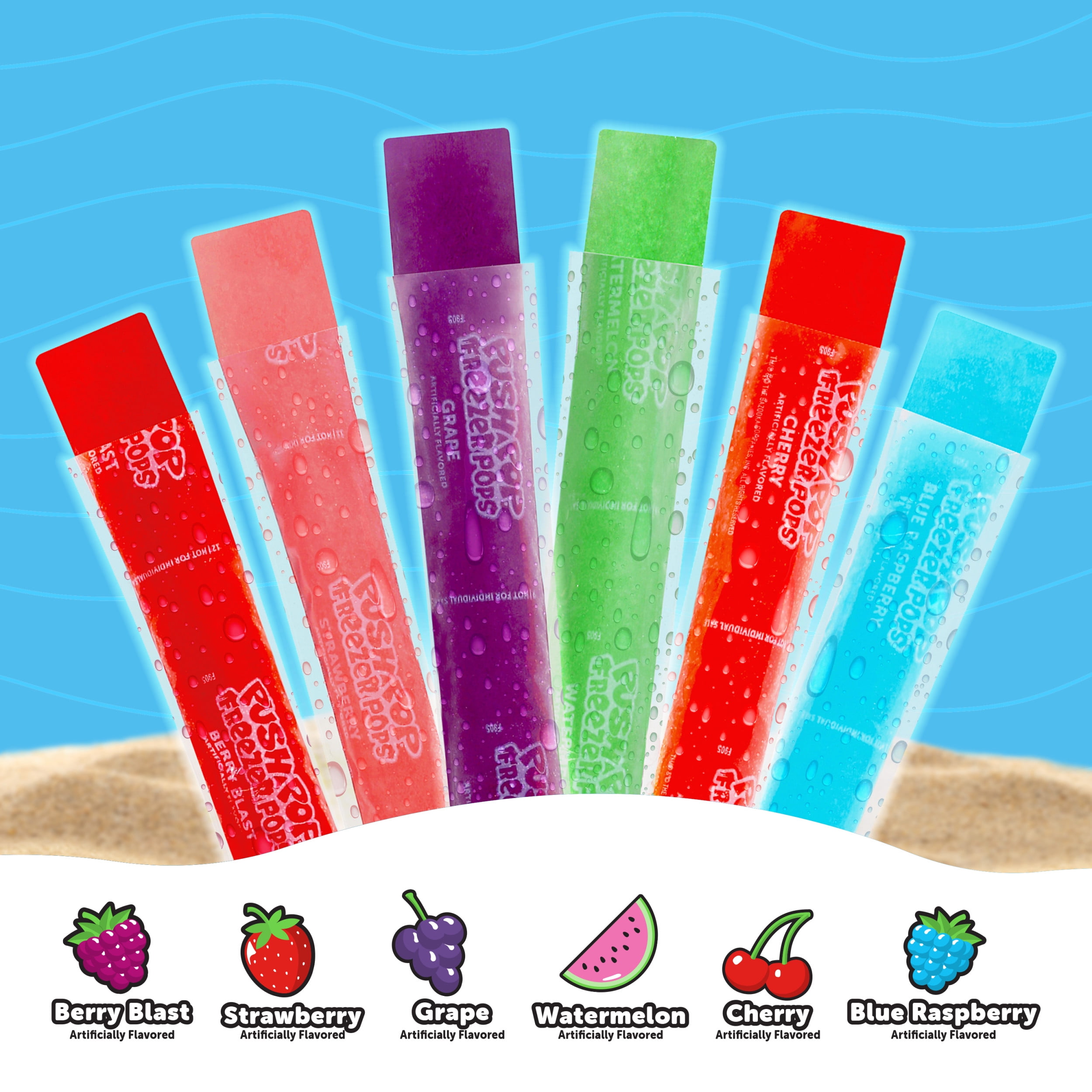 Push Pop Ice Pops, 6 Fruity Flavors, 48 Count Box