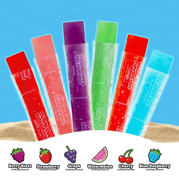 Push Pop Ice Pops, 6 Flavors, 48 Count Box for Breakroom