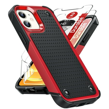 LeYi iPhone 12 Case/Case 12Pro, [Military Grade Drop Tested] Non-Slip Textured Grip Bumper Military Drop Resistant Casetify iPhone 12 - Red