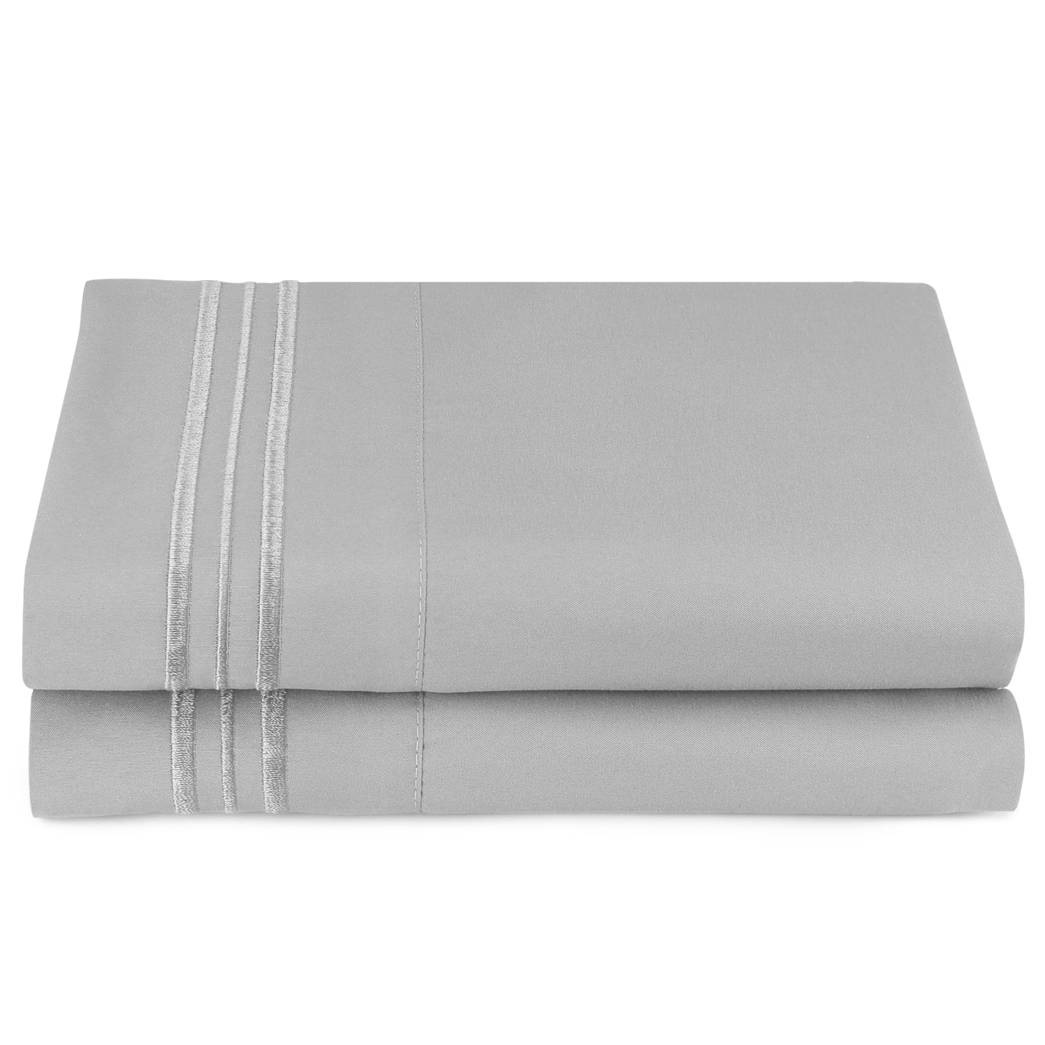 Clara Clark Pillow Cases Premier 1800 Microfiber Collection Pillow Case Set Of 2 Pieces, Standard Size, Silver