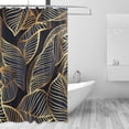 thumbnail image 2 of Gold Leaf Jacquard Shower Curtain for Bathroom Waterproof Fabric Shower Curtains Bathtub Curtain with 12 Hooks, 60 x 72 Inch for Bath Hotel Room Home Decor, 2 of 6