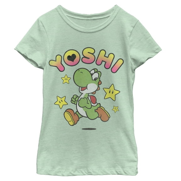Girl's Nintendo Yoshi Love  Graphic Tee Mint Medium
