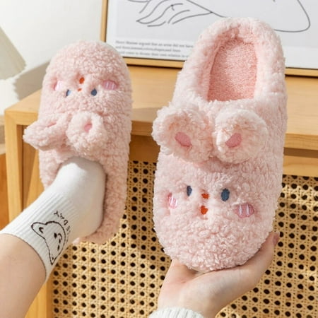 

Cotton Slippers Cute Winter Fluffy Slippers Non-slip Indoor Warm Slippers Winter Cotton Slipper for Young Boy Girl Shoes