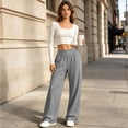 thumbnail image 6 of Zulora Women's High Waist Wide Leg Pants Drawstring Hem Casual Jogger Trousers with Pockets Loose Fit for Daily Workout, 6 of 9