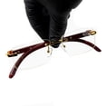 thumbnail image 2 of Men's Vintage Rimless Woodgrain Retro Gold Frame Clear Lens Hip Hop Glasses, 2 of 6