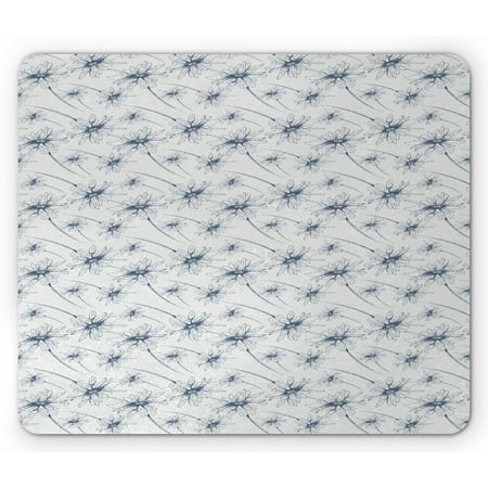 Spring Pearl The Last Flower Daisy Mouse Pad, Flower Branches Hand Drawn Blossom Spring Growth Feminine Retro Illustration, Rectangle Non-Slip Rubber Mousepad, Slate Blue Pearl, by Ambesonne ()