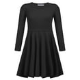thumbnail image 5 of Arshiner Girls Long Sleeve Stretchy Dress A line Twirly Skater School Party Dress Black Tween 14 Years, 5 of 9