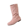 thumbnail image 2 of Willtoo Womens Slouch Mid Calf Boots Low Heel Comfort Casual Boots Vintage Round Toe Fall Winter Booties with Side Zip, 2 of 5