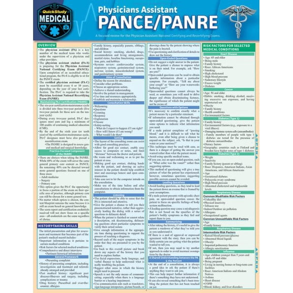 Pre-Owned Physician Assistant Pance & Panre: A Quickstudy Laminated Reference Guide (Other)