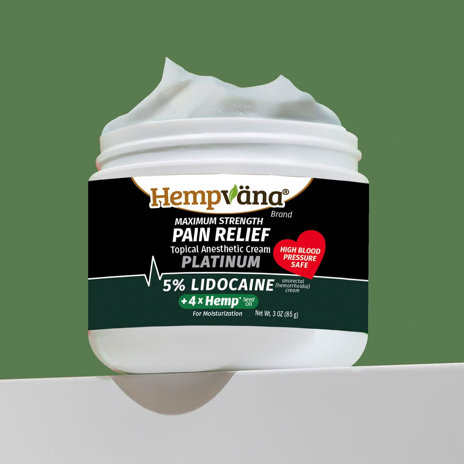 Hempvana Platinum Maximum-Strength 5% Lidocaine Relief Cream, 4X