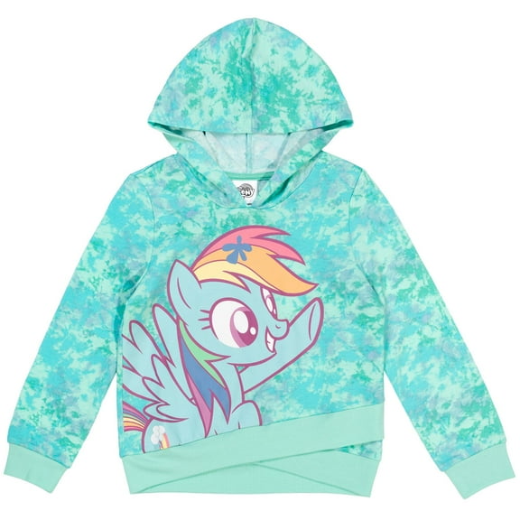 My Little Pony Rainbow Dash Little Girls French Terry Pullover Crossover Hoodie Little Kid to Big Kid