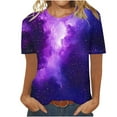thumbnail image 5 of Kayannuo T-shirts Womens Women's New Casual Fashion Printed T-Shirt Crewneck Short-Sleeved Top Purple L, 5 of 5