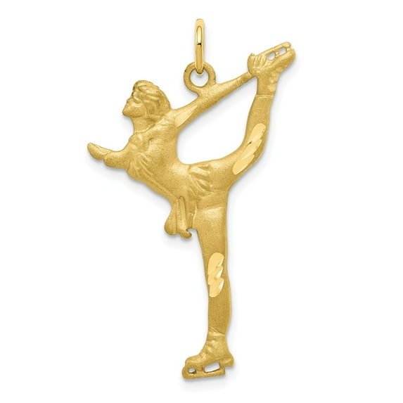 FB Jewels 10K Yellow Gold Solid Diamond-cut Figure Skater Charm
