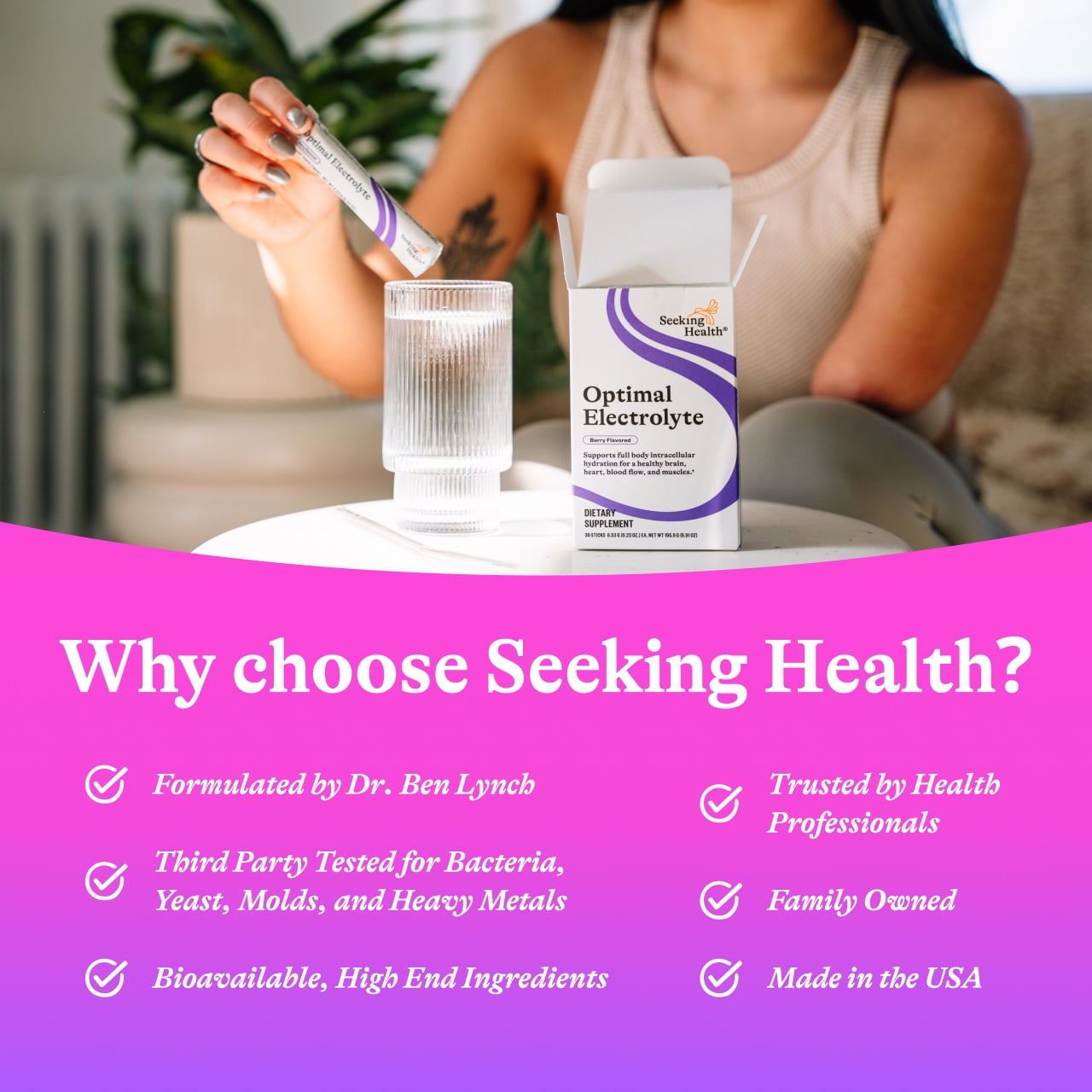 Seeking Health Optimal Electrolyte Sticks - Electrolyte Drink for Hydration, Heart & Muscle Recovery† Support - Supports Active Lifestyle - Vegan, Gluten-Free & Non-GMO - Berry Flavor, 30 Sticks