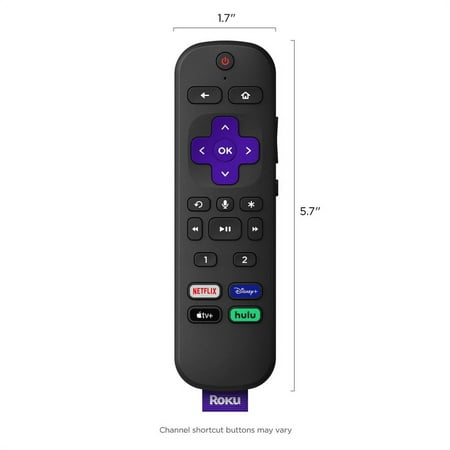 Voice Remote Pro – Rechargeable Remote with TV Controls for Roku Players, Roku TV, and Roku Streambars - Black