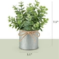 thumbnail image 5 of 2 Packs Small Fake Plants in Farmhouse Galvanized Pots Table Centerpiece Mini Faux Eucalyptus Potted Artificial Plants, 5 of 6