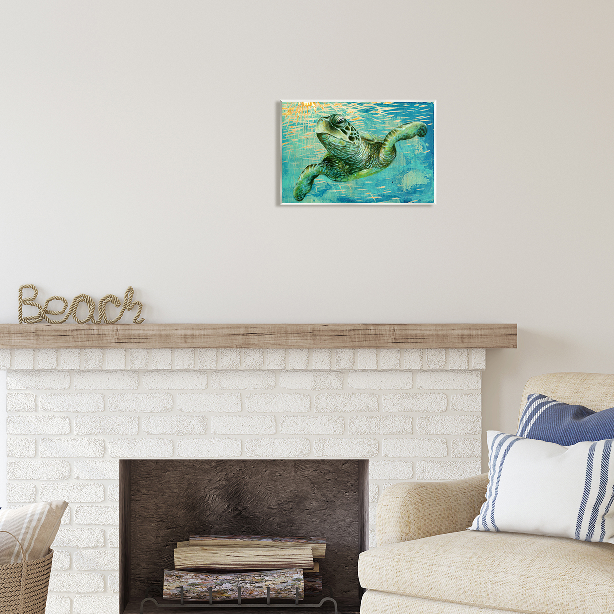 Stupell Industries Turtle & Abstract Rays Animals & Insects Painting Unframed Art Print Wall Art, 15 x 10