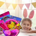 thumbnail image 4 of Everyday Necessiteez Easter Pink Peep Bunny Plush Gift Basket with Bubble Sticks Chicks Marshmallow Gummies Candy & Reusable Pink Bunny Head Bucket Spring Party Favors (Contents Vary), 4 of 7