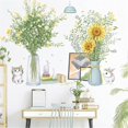 thumbnail image 1 of Sunflower Flower Wall Decals Green Leaves Cat Wall Stickers Living Room Bedroom Sofa TV Background Wall Art Decor Murals (Sunflower Cat), 1 of 4
