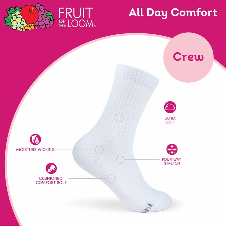 Fruit of the Loom All Day Comfort Women's Socks, Sizes 4-12, 6