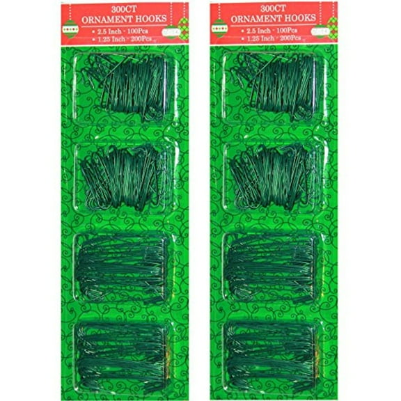 Green Ornament Hooks in 2 Sizes Pack Of 600 (600, Green)