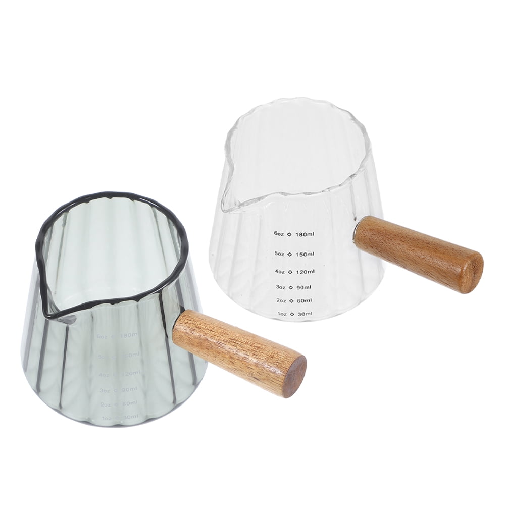 Pretyzoom 2Pcs Espresso Shot Glasses with Wooden Handle Glass Cups for Iced Coffee Accessories Travel Use