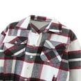 thumbnail image 4 of Women Long Sleeve Loose Spring Fall Shirts Coat Girl Plaid Wool Buttons With Pockets Jacket Dark Green L, 4 of 9