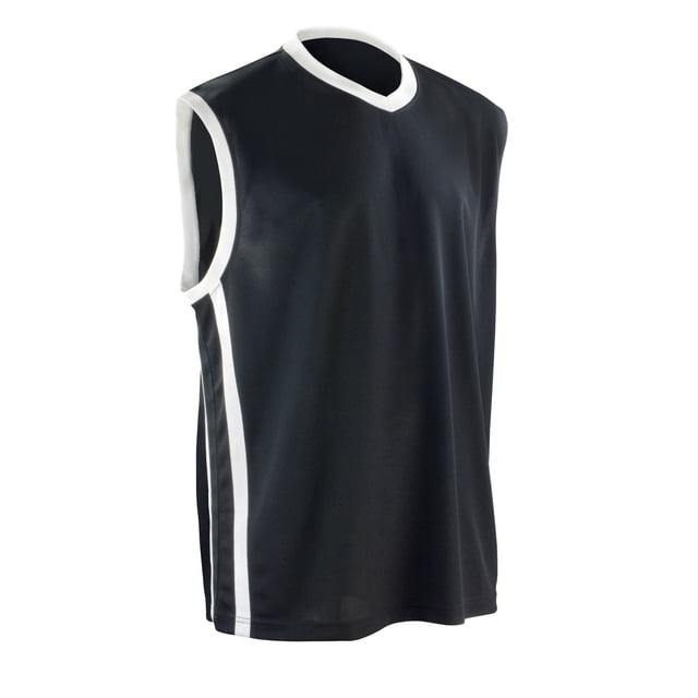 Spiro - Camiseta sin mangas secado rapido modelo Basketball Hombre caballero (Negro/Blanco)